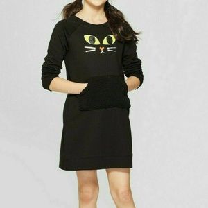 Girls Cat & Jack Long Sleeve Black Cat Dress